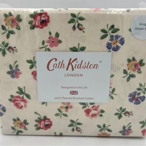 4 PC CATH KIDSTON Floral SHEET SET LINEN SPRING ” FLANNEL BRUSHED COTTON KING